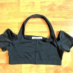 NIKE black cold-shoulder halter bra top